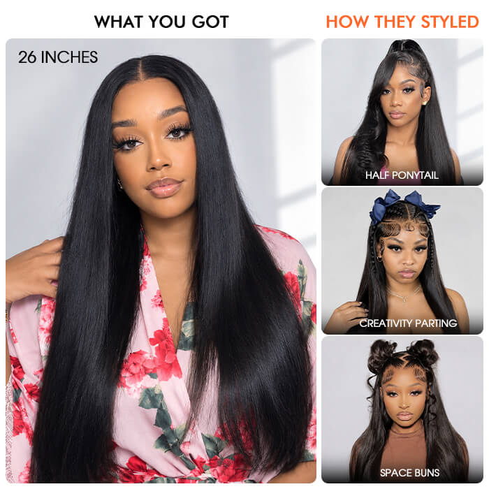 Straight Hair Glueless 5x5 Closure Lace Wig 100% Human Hair Wigs with Pre Plucked Hairline