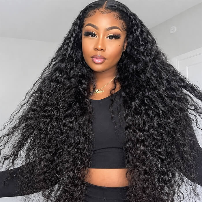 Super Natural Hairline Water Wave Glueless 5x5 Closure Lace Wig 100% Human Hair Pre Cut Lace