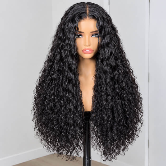 Water Wave 5x5 Closure Wig Natural Wave Human Hair Glueless Wig with Pre Plucked Hairline