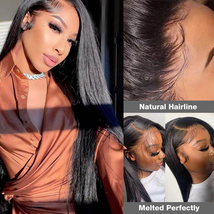 Straight Lace Front Wigs with Bleached Knots 13x6 HD Transparent Lace Frontal Wigs