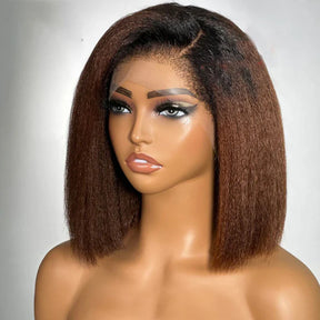 Ombre 1B/30 Brown Short Bob Glueless Wig Kinky Straight
