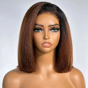 Ombre 1B/30 Brown Short Bob Glueless Wig Kinky Straight