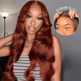 Reddish Brown Straight 13x4 Pre Cut Lace Front Human Hair Glueless Wear And Go Wig