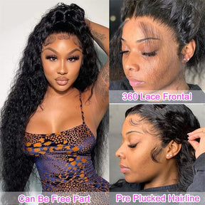 Undetectable Invisible Deep Wave 360 Lace Frontal Wigs Pre Plucked HD Lace Human Hair Wigs