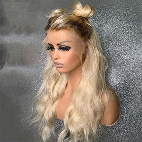 613 Blonde Wigs With Brown Roots #4/613 Ombre Color 13x4 HD Lace Front Wigs