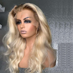 613 Blonde Wigs With Brown Roots #4/613 Ombre Color 13x4 HD Lace Front Wigs