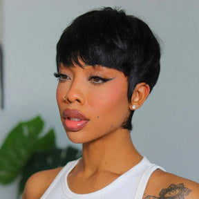 Pixie Cut Wig Fashion Cheap Pre-Styled Short Bob Wigs Easy Install Wig