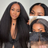 4C Edges Wigs Kinky Straight 13x6 HD Lace Wig Human Hair Pre Bleached Lace Closure Wig