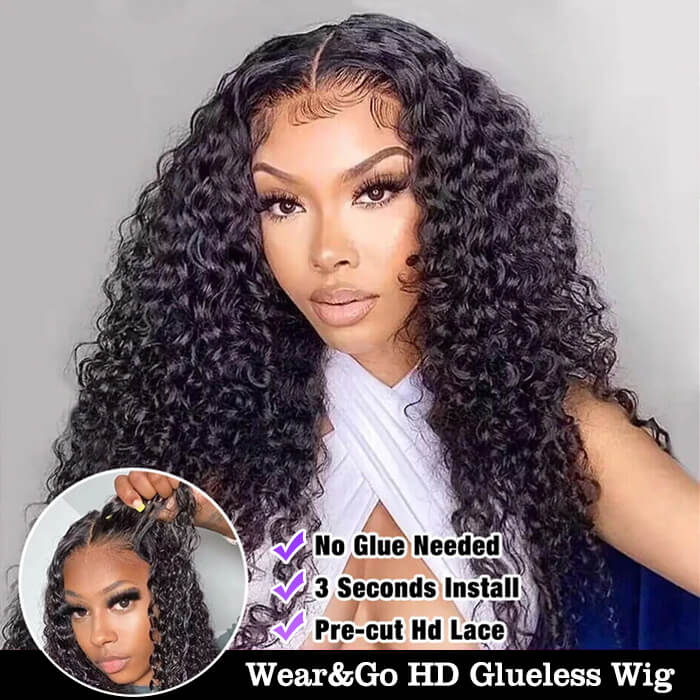 Natural Color Curly Glueless Human Hair Wig Ready To Wear HD Lace Front  Human Hair Wigs Preplucked Closure Human Wigs For Women