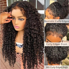 4c edges kinky Curly Wig Human Hair Undetectable Invisible 360 HD Lace Frontal Wig