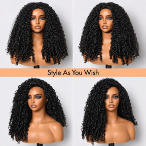 3 In 1 Half Wig | Burmese Curly With Finger Coil Ends Glueless Install Filp Over Half Wig With Adjustable Drawstring