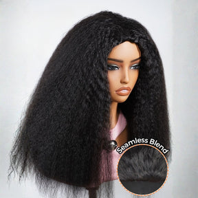3 In 1 Half Wig | Kinky Straight Comfortable Fit No Glue Needed Install Filp Over Half Wig With Adjustable Drawstring
