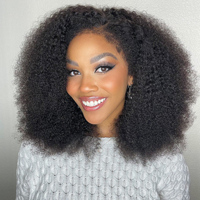 4C Hairline Afro Kinky Curly Wig 220% Density 13x4 Glueless HD Lace Wig