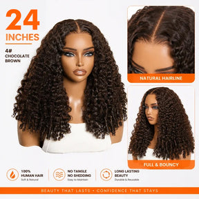 13x6 Glueless Burmese Curly Human Hair Wig Dark Brown With Drawstring