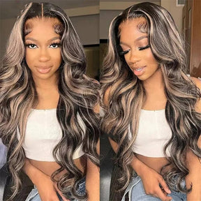 Balayage Highlight M1B/27 Colored 13X6 Invisi-Drawstring Pre-Everything Human Hair Wig 250% Density