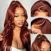 Reddish Brown Glueless Wig 13x6 Body Wave Full Frontal HD Lace Wig 180% Density