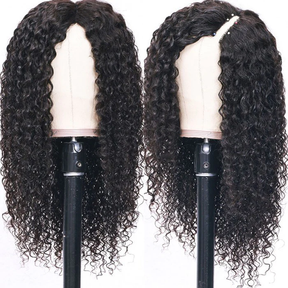 Glueless Jerry Curly V Part Human Hair Wigs Clip and Go Wig Beginner Friendly Protective Style Human Hair Wig