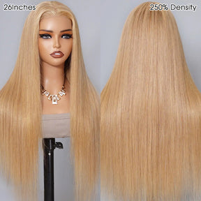 Pizazz 13x6 Honey Blonde Lace Front Wig 27# Colored Lace Front Wigs For Women Pre Plucked (26inch)