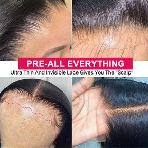 Invisible Knots Wig 8x5 & 13x4 Pre-Everything Glueless Lace Wigs Water Wave Wig With Ear Tapes Black Wigs