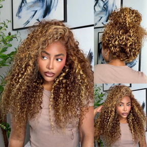 Water Wave 360 Lace 180% Density 4/27 Highlight Pre-bleached & Pre-plucked & Pre-Cut Lace Wig