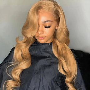 #27 Honey Blonde Body Wave Wig 8x5  Glueless Lace Front Wig 180% Human Hair Wig