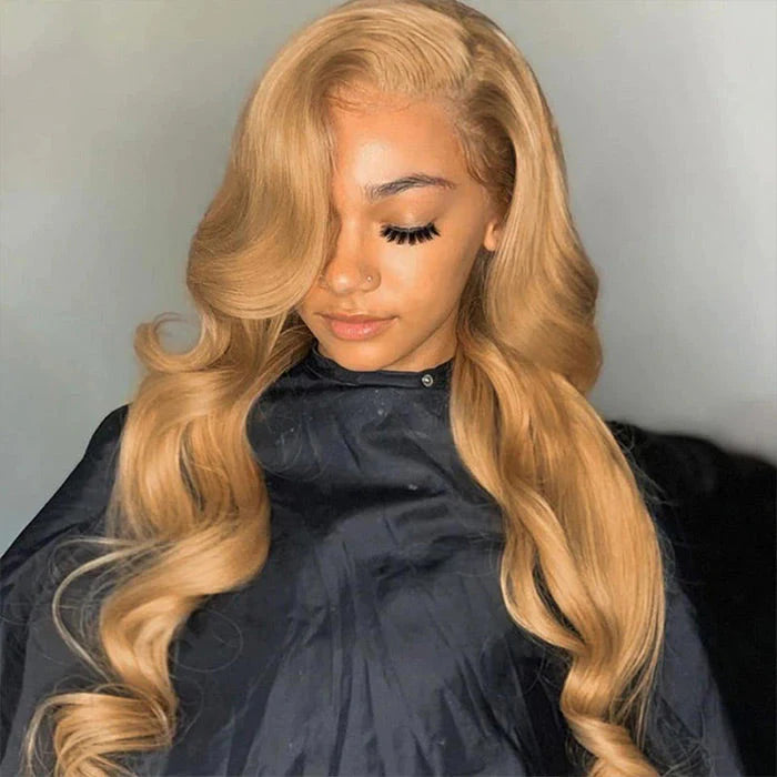 #27 Honey Blonde Body Wave Wig 8x5  Glueless Lace Front Wig 180% Human Hair Wig