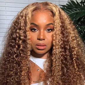 4/27 Honey Blonde Highlight Deep Wave 13x6 Wear Go HD Lace Front Human Hair Wig