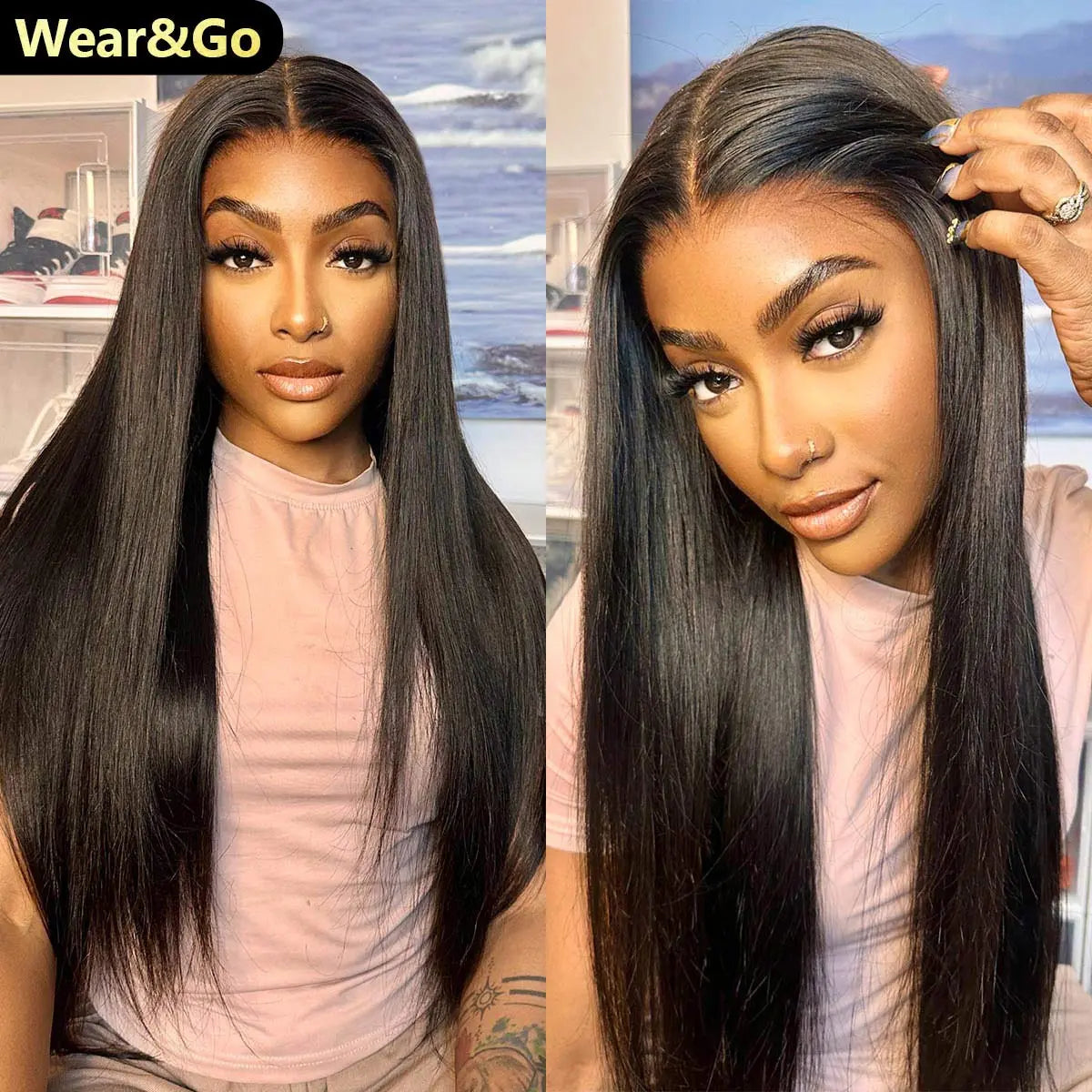 HD Lace Glueless Straight Wig Pre-Plucked 8x5 Pre Cut Lace Closure Wig Wear And Go
