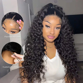 Loose Deep Wave Lace Front Wigs Human Hair Pre Plucked Pre Bleached 180 Density Glueless Human Hair Wigs
