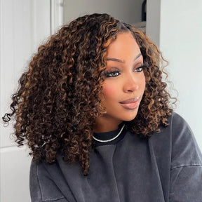 Glueless Short Bob Wig Water Wave 8x5 Pre-Cut Lace Bleached Knots Ready To Wear