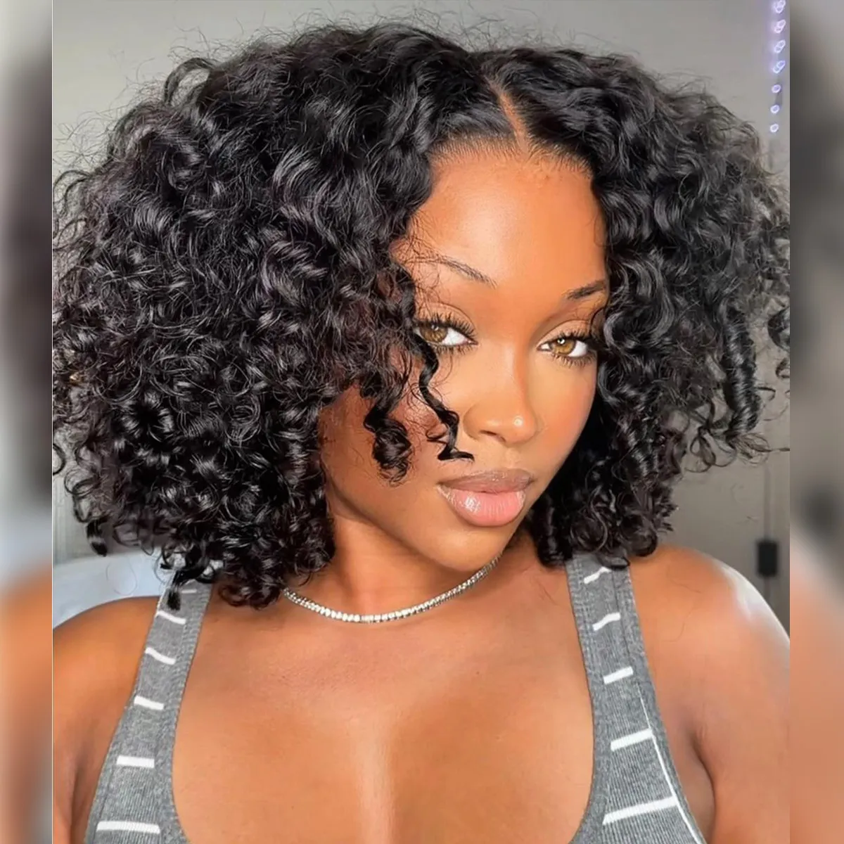 Glueless Short Bob Wig Water Wave 8x5 Pre-Cut Lace Bleached Knots Ready To Wear