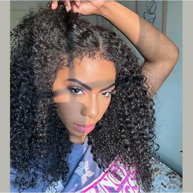4C Edges Kinky Curly Human Hair Bob Wigs HD Lace Front Wigs With Curly Baby Hair
