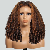 PIzazz Hair P4/30 Highlight Burmese Curly Glueless 13x6 Full Pull Go Lace Front Pre-Everything Human Hair Wig