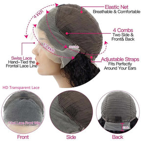 13x4 Bob Lace Frontal Wig Human Hair Body Wave HD Lace Closure Pre Plucked Glueless Bob Wigs forWomen