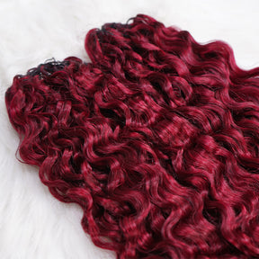 Pre-Separated 99J Burgundy Burmese Curly Crochet Human Hair Real Human Hair Crochet Extensions