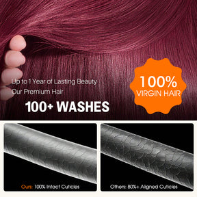 99j Burgundy Glueless Wig 13x6 Lace Front Straight Wig Human Hair Pre Plucked 220% Density