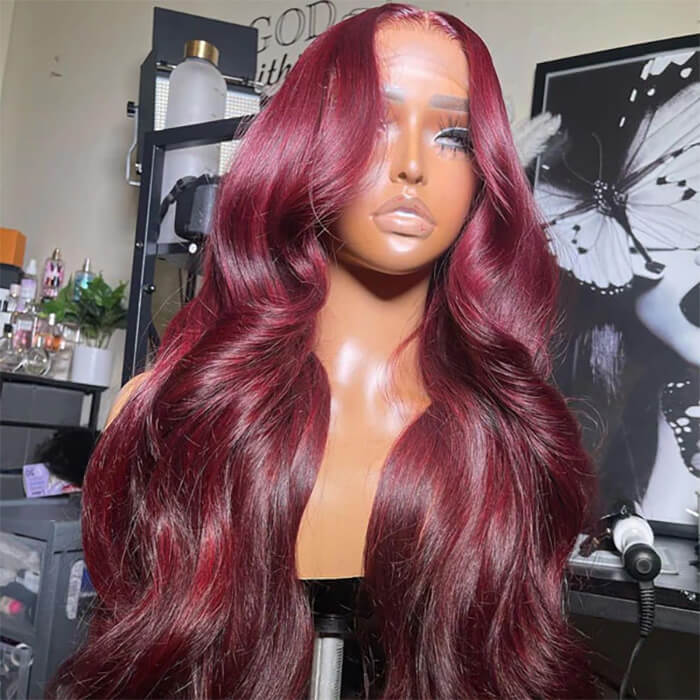 99j Burgundy Wig Body Wave 13x6 HD Lace Front Wigs Human Hair Wigs 150%-220% Density