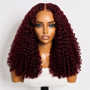 99J Burmese Curly Glueless Wig Bleached Knots 13x6 Full Pull Go Lace Front Wear Go Wig With Flexible Fit Drawstring