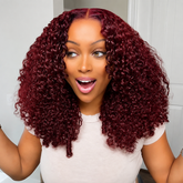 99J Burmese Curly Glueless Wig Bleached Knots 13x6 Full Pull Go Lace Front Wear Go Wig With Flexible Fit Drawstring