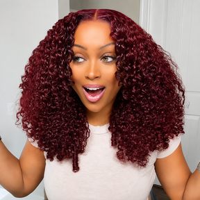 99J Burmese Curly Glueless Wig Bleached Knots 13x6 Full Pull Go Lace Front Wear Go Wig With Flexible Fit Drawstring