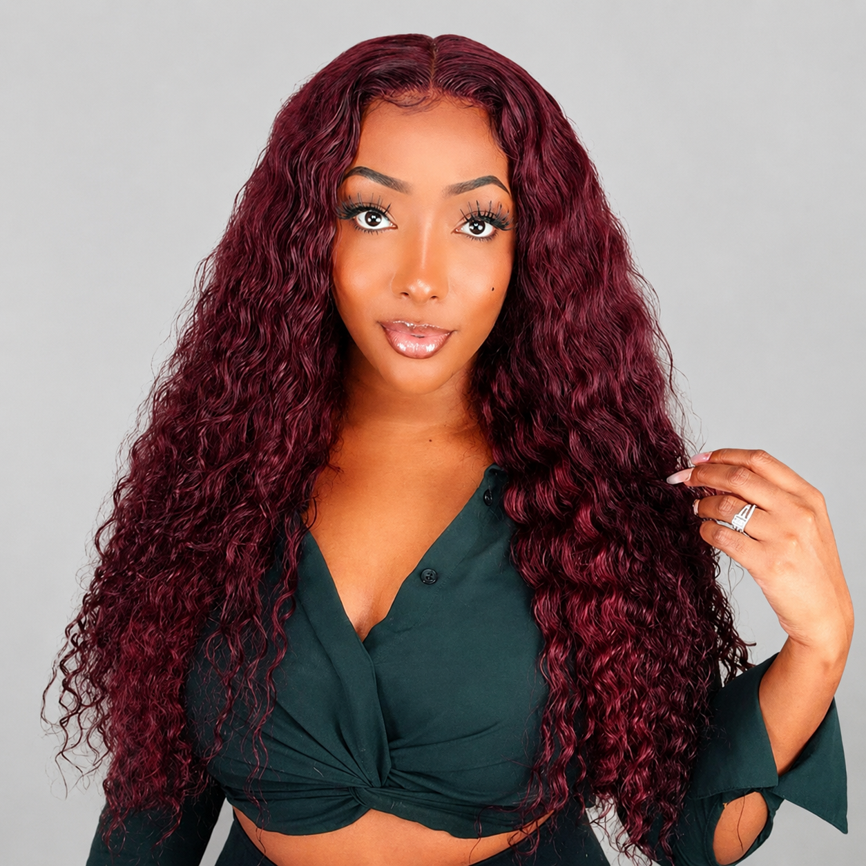 99J Burgundy Deep Wave 13x6 HD Lace Front Wigs Human Hair Pre-Cut Lace Wig