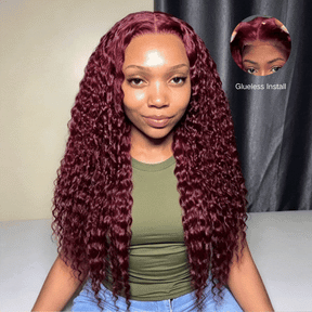 99J Burgundy Deep Wave 13x6 HD Lace Front Wigs Human Hair Pre-Cut Lace Wig
