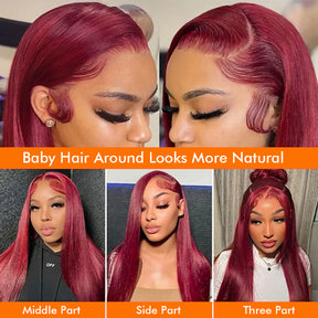 Light 99J Color Straight Hair Wear Go 13x6 Glueless Pre-Cut Drawstring  Wig