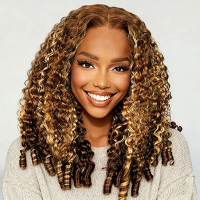4/27 Highlight Color Burmese Curly Glueless Wig Pull Go 13x6 Full Lace Pre-Everything Wear Go Wig