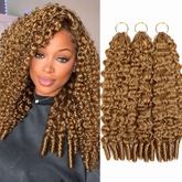 #4 Brown Burmese Curly Crochet Human Hair Pre Separated Miracle Knot Braiding Hair Human Hair For Knotless Boho Braids