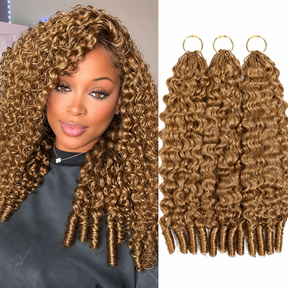 #4 Brown Burmese Curly Crochet Human Hair Pre Separated Miracle Knot Braiding Hair Human Hair For Knotless Boho Braids