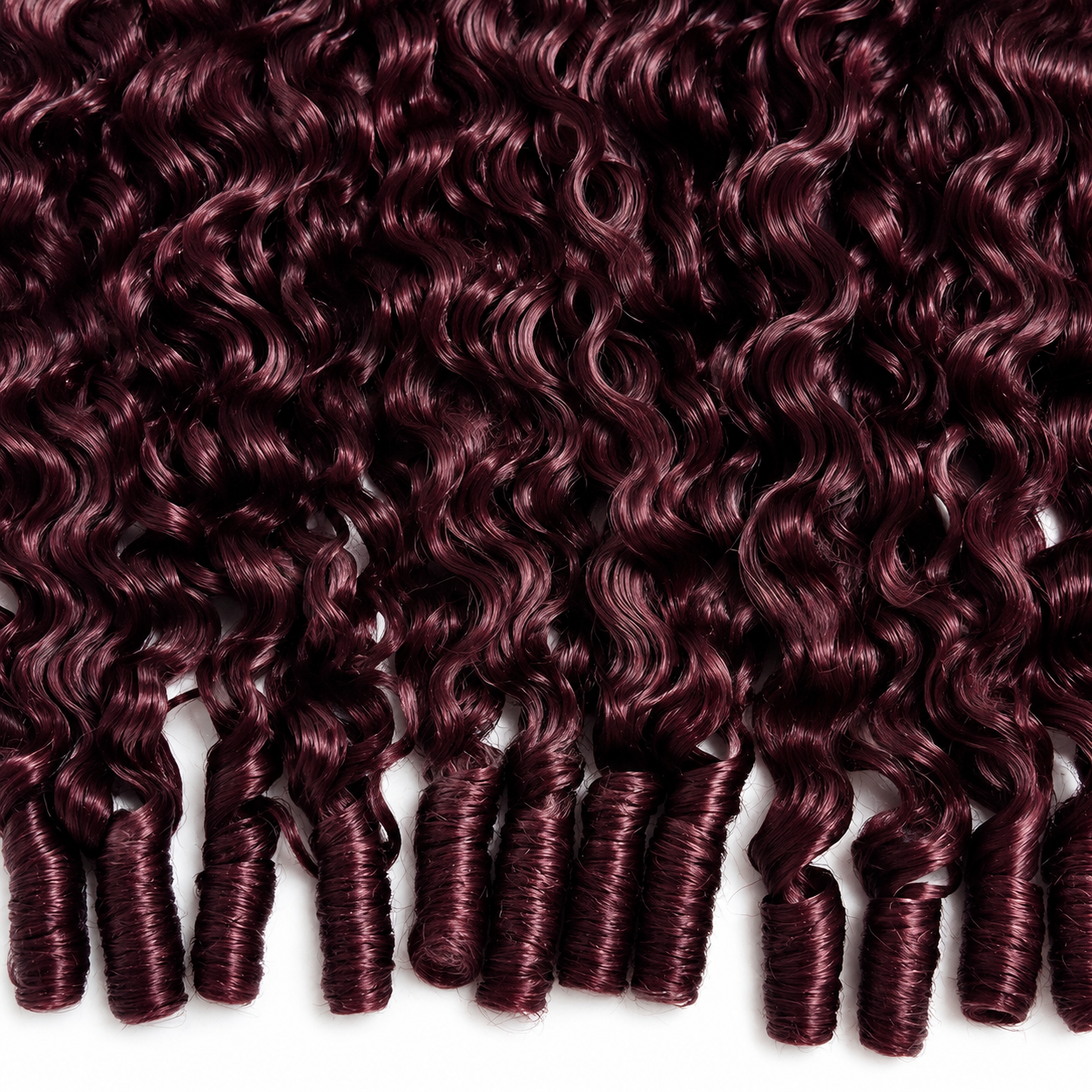 Black Cherry Burmese Curly Crochet Human Hair Pre Separated Miracle Knots Feather Crochet Hair Extensions