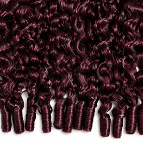 Black Cherry Burmese Curly Crochet Human Hair Pre Separated Miracle Knots Feather Crochet Hair Extensions