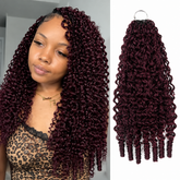 Black Cherry Burmese Curly Crochet Human Hair Pre Separated Miracle Knots Feather Crochet Hair Extensions