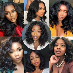 13x4 Bob Lace Frontal Wig Human Hair Body Wave HD Lace Closure Pre Plucked Glueless Bob Wigs forWomen